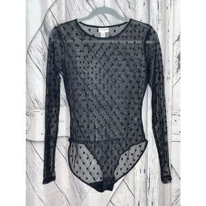 Kate Young for Target Black Mesh Sheer Bodysuit Dots M